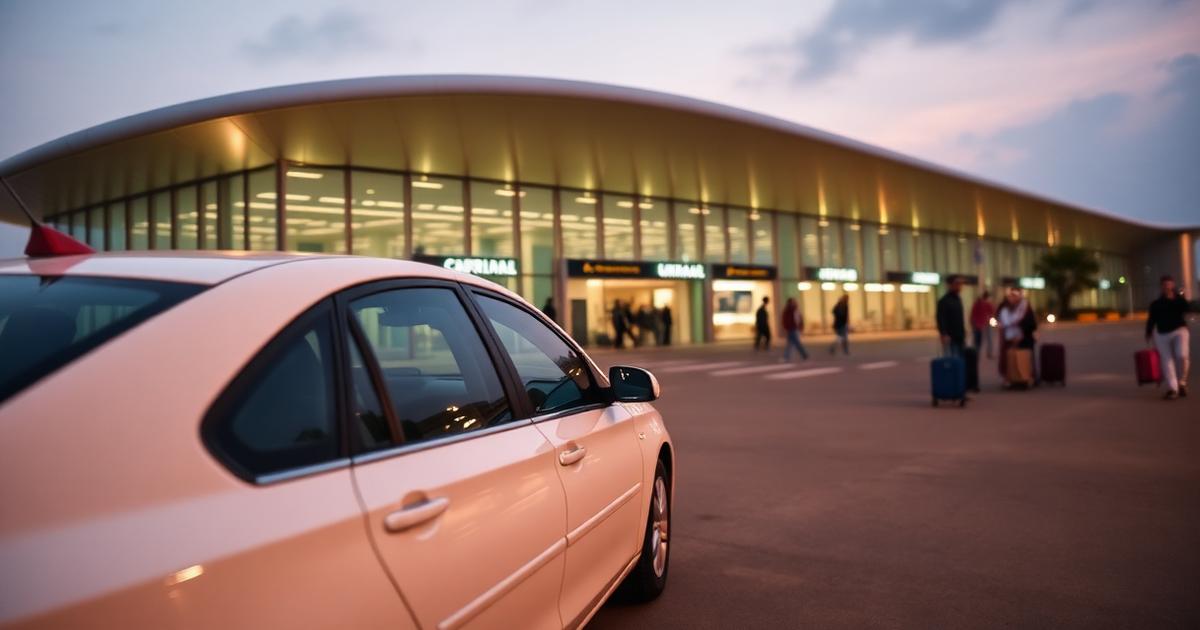 Taxi waiting outside an airport arrivals terminal